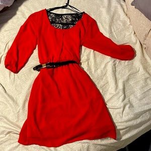 IZ Byer red dress with black belt size Medium